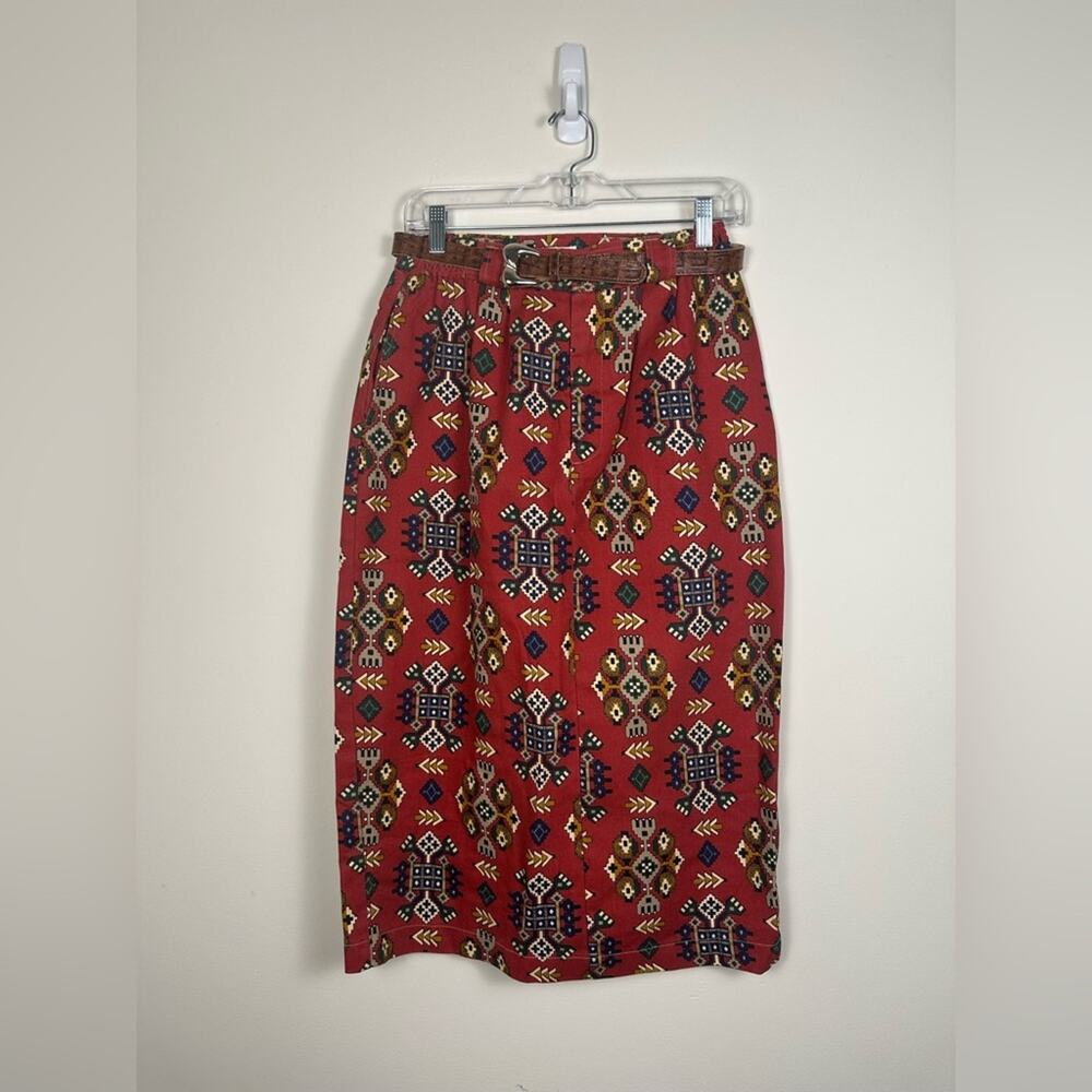 Norm Thompson Made in USA Cotton Vest Skirt Set Size Large/14 South Western - Picture 3 of 15